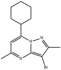 3-브로모-7-사이클로헥실-2,5-디메틸피라졸로[1,5-a]피리미딘 구조식 이미지