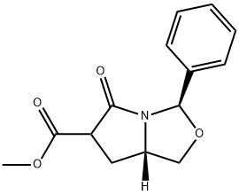 (3R,7aS)-Methyl 5-oxo-3-phenylhexahydropyrrolo[1,2-c]oxazole-6-carboxylate Structure