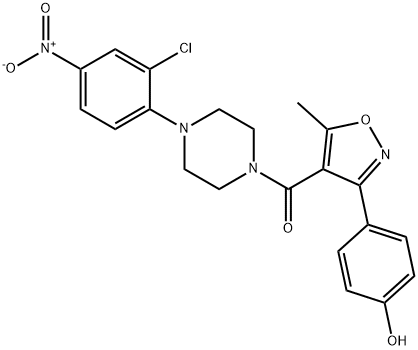 (4-(2-chloro-4-nitrophenyl)piperazin-1-yl)(3-(4-hydroxyphenyl)-5-Methylisoxazol-4-yl)Methanone 구조식 이미지