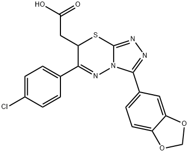 7H-1,2,4-Triazolo(3,4-b)(1,3,4)thiadiazine-7-acetic acid, 3-(1,3-benzo dioxol-5-yl)-6-(4-chlorophenyl)- 구조식 이미지