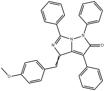 1H-Imidazo[1,5-b]pyrazol-2(4H)-one,  4-[(4-methoxyphenyl)methylene]-1,3,6-triphenyl- 구조식 이미지