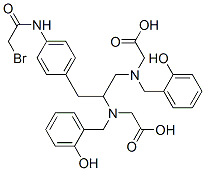 N,N'-bis(2-hydoxybenzyl)-1-(4-bromoacetamidobenzyl)-1,2-ethylenediamine-N,N'-diacetic acid Structure