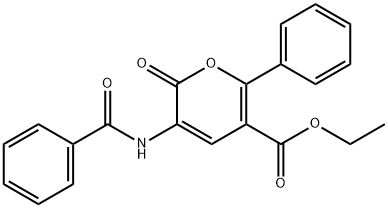 ETHYL 3-(BENZOYLAMINO)-2-OXO-6-PHENYL-2H-PYRAN-5-CARBOXYLATE 구조식 이미지