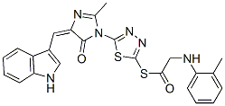 (5E)-5-(1H-indol-3-ylmethylidene)-2-methyl-3-[5-[2-[(2-methylphenyl)am ino]acetyl]sulfanyl-1,3,4-thiadiazol-2-yl]imidazol-4-one Structure