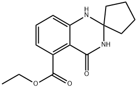 에틸4-옥소스피로[1,2,3,4-테트라히드로퀴나졸린-2,1'-시클로펜탄]-5-카르복실레이트 구조식 이미지