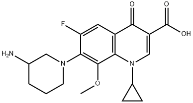 7-(3-amino-1-piperidyl)-1-cyclopropyl-6-fluoro-8-methoxy-4-oxo-quinoli ne-3-carboxylic acid 구조식 이미지