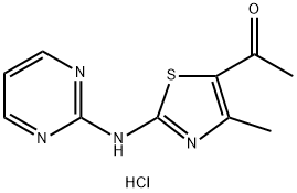 5-acetyl-4-methyl-2-(2-pyrimidinylamino)-1,3-thiazol-3-ium chloride 구조식 이미지
