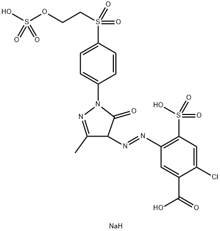 trisodium 2-chloro-5-[[4,5-dihydro-3-methyl-5-oxo-1-[4-[[2-(sulphonatooxy)ethyl]sulphonyl]phenyl]-1H-pyrazol-4-yl]azo]-4-sulphonatobenzoate Structure