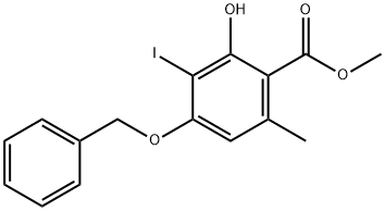 메틸4-벤질옥시-2-히드록시-3-요오도-6-메틸벤조에이트 구조식 이미지