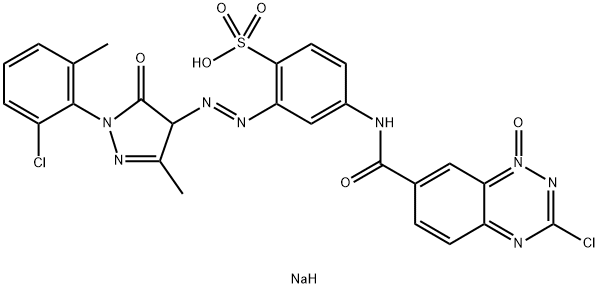 sodium 4-[[(3-chloro-1,2,4-benzotriazin-7-yl)carbonyl]amino]-2-[[1-(6-chloro-o-tolyl)-4,5-dihydro-3-methyl-5-oxo-1H-pyrazol-4-yl]azo]benzenesulphonate N4-oxide Structure