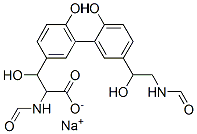 alpha-(Formylamino)-5'-(2-(formylamino)-1-hydroxyethyl)-beta,2',6-trihydroxy-(1,1'-biphenyl)-3-propanoic acid monosodium salt 구조식 이미지
