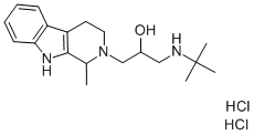 2H-Pyrido(3,4-b)indole-2-ethanol, 1,3,4,9-tetrahydro-alpha-(((1,1-dime thylethyl)amino)methyl-1-methyl-, dihydrochloride Structure