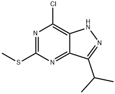 1H-Pyrazolo[4,3-d]pyriMidine, 7-chloro-3-(1-Methylethyl)-5-(Methylthio)- 구조식 이미지