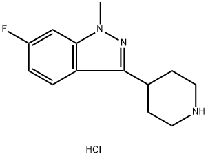 1H-INDAZOLE, 6-FLUORO-1-METHYL-3-(4-PIPERIDINYL)-, HYDROCHLORIDE 구조식 이미지