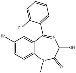 1,3-Dihydro-7-bromo-5-(2-chlorophenyl)-3-hydroxy-1-methyl-2H-1,4-benzo diazepin-2-one Structure