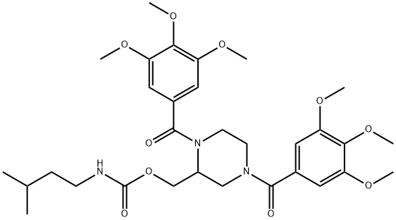 Carbamic acid, (3-methylbutyl)-, (1,4-bis(3,4,5-trimethoxybenzoyl)-2-p iperazinyl)methyl ester Structure