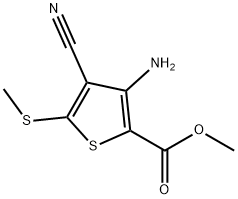메틸3-아미노-4-시아노-5-(메틸티오)티오펜-2-카르복실레이트 구조식 이미지
