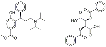 3-[(1R)-3-비스이소프로필라미노-1-페닐프로필-4-하이드록시벤조산메틸에스테르디벤조일-D-타르타르산염 구조식 이미지