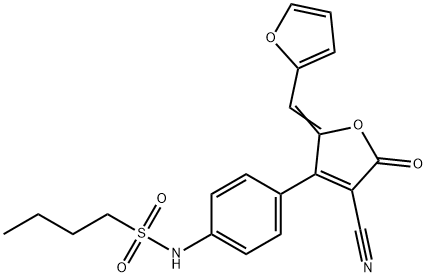 N-[4-(4-cyano-2-furfurylidene-2,5-dihydro-5-oxo-3-furyl)phenyl]butane-1-sulfonamide Structure