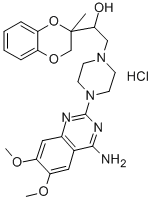 1-Piperazineethanol, 4-(4-amino-6,7-dimethoxy-2-quinazolinyl)-alpha-(2 ,3-dihydro-2-methyl-1,4-benzodioxin-2-yl)-, hydrochloride 구조식 이미지