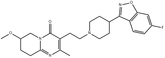 3-[2-[4-(6-Fluoro-1,2-benzisoxazol-3-yl)-1-piperidinyl]ethyl]-6,7,8,9-tetrahydro-7-methoxy-2-methyl-4H-pyrido[1,2-a]pyrimidin-4-one 구조식 이미지