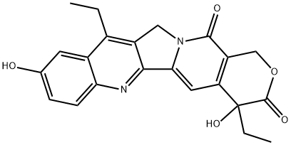 4,11-Diethyl-4,9-dihydroxy-1H-pyrano[3',4':6,7]indolizino[1,2-b]quinoline-3,14(4H,12H)-dione 구조식 이미지