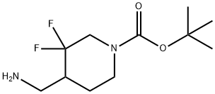 1-Piperidinecarboxylic acid, 4-(aminomethyl)-3,3-difluoro-, 1,1-dimethylethyl ester Structure