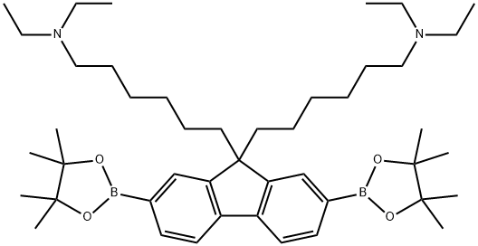9H-Fluorene-9,9-dihexanamine, N,N,N',N'-tetraethyl-2,7-bis(4,4,5,5-tetramethyl-1,3,2-dioxaborolan-2-yl)- Structure