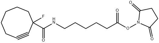 Hexanoic acid, 6-[[(1-fluoro-2-cyclooctyn-1-yl)carbonyl]amino]-, 2,5-dioxo-1-pyrrolidinyl ester Structure