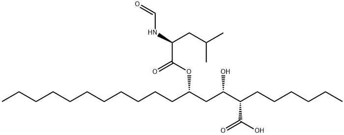 (2S,3S,5S)-5-[(N-Formyl-L-leucyl)oxy]-2-hexyl-3-hydroxyhexadecanoic Acid (Orlistat Impurity) 구조식 이미지
