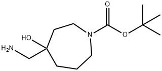 tert-Butyl 4-(aminomethyl)-4-hydroxy-1-azepanecarboxylate 구조식 이미지