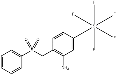 2-Benzesulfonylmethyl-5-(pentafluorosulfanyl)aniline Structure
