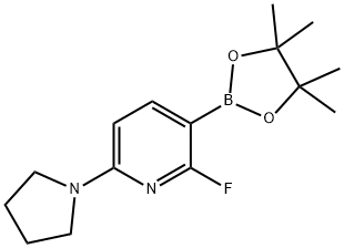 2-Fluoro-6-(pyrrolidin-1-yl)-3-(4,4,5,5-tetramethyl-1,3,2-dioxaborolan-2-yl)pyridine 구조식 이미지