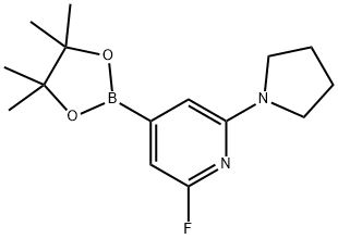 2-Fluoro-6-(pyrrolidin-1-yl)-4-(4,4,5,5-tetramethyl-1,3,2-dioxaborolan-2-yl)pyridine Structure