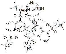 Methanaminium, N,N,N-trimethyl-, salt with 3,3-6-(2-hydroxyethyl)amino-1,3,5-triazine-2,4-diylbisimino(2-methyl-4,1-phenylene)azobis1,5-naphthalenedisulfonic acid (4:1) Structure