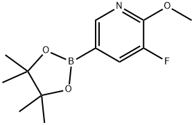 5-FLUORO-6-METHOXYPYRIDINE-3-BORONICACIDPINACOL에스테르 구조식 이미지