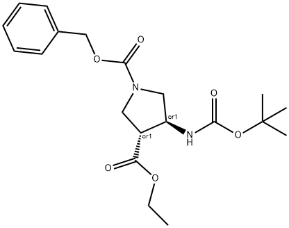 (3S,4R)-1-Benzyl3-ethyl4-(tert-butoxycarbonylaMino)pyrrolid-ine-1,3-디카르복실레이트 구조식 이미지