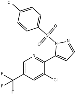 3-Chloro-2-[2-(4-chloro-benzenesulfonyl)-2H-pyrazol-3-yl]-5-trifluoromethyl-pyridine 구조식 이미지