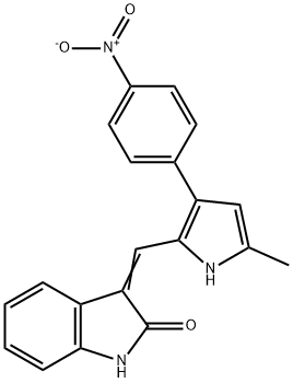 (Z)-3-((5-methyl-3-(4-nitrophenyl)-1H-pyrrol-2-yl)methylene)indolin-2-one 구조식 이미지
