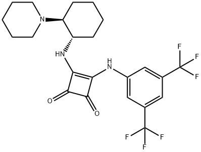 3-[[3,5-bis(trifluoroMethyl)phenyl]aMino]-4-[[(1S,2S)-2-(1-piperidinyl)cyclohexyl]aMino]-3-Cyclobutene-1,2-dione 구조식 이미지