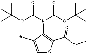 4-BroMo-3-bis(tert-butoxycarbonyl)aMino-thiophene-2-carboxylic acid Methyl ester Structure