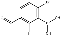 2-Fluoro-3-formyl-6-bromophenylboronic acid 구조식 이미지