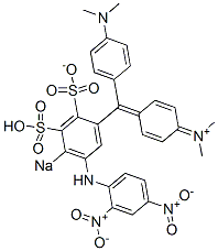 N-Methyl-N-[4-[[4-(dimethylamino)phenyl][5-[(2,4-dinitrophenyl)amino]-2-sulfonato-4-sodiosulfophenyl]methylene]-2,5-cyclohexadien-1-ylidene]methanaminium 구조식 이미지