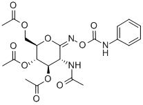 O-(2-ACETAMIDO-3,4,6-TRI-O-ACETYL-D-GLUCOPYRANOSYLIDENE)아미노N-페닐카르바메이트 구조식 이미지