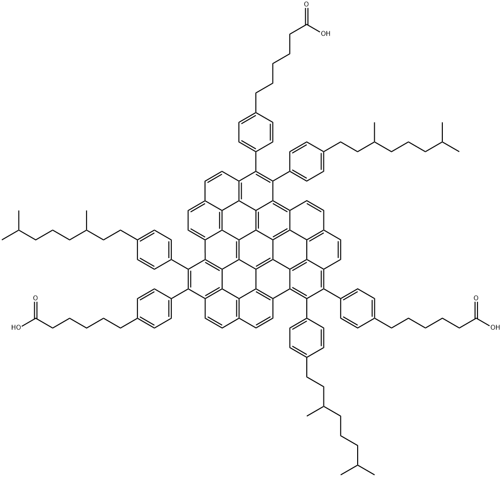 1322530-62-0 4,4',4''-[2,8,14-Tris[4-(3,7-dimethyloctyl)phenyl]diphenanthro[3,4,5,6-efghi:3',4',5',6'-uvabc]ovalene-1,7,13-triyl]tris-benzenehexanoic Acid