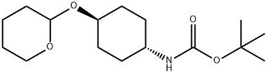trans-[2-(4-tert-Butyloxycarbonylamino)cyclohexyloxy]tetrahydro-2H-pyran Structure