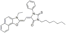 5-[(3-ethylnaphth[2,1-d]oxazol-2(3H)-ylidene)ethylidene]-3-heptyl-1-phenyl-2-thioxoimidazolidin-4-one  구조식 이미지