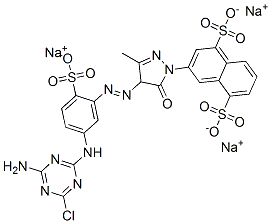 trisodium 3-[4-[[5-[(4-amino-6-chloro-1,3,5-triazin-2-yl)amino]-2-sulphonatophenyl]azo]-4,5-dihydro-3-methyl-5-oxo-1H-pyrazol-1-yl]naphthalene-1,5-disulphonate  Structure