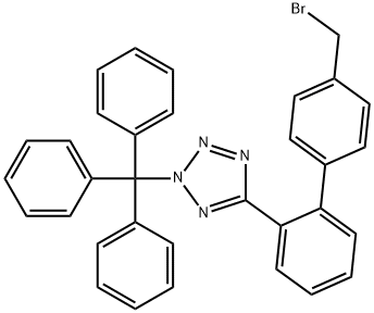 5-[4'-(Bromomethyl)-[1,1'-biphenyl]-2-yl]-2-(triphenylmethyl)-2H-tetrazole 구조식 이미지