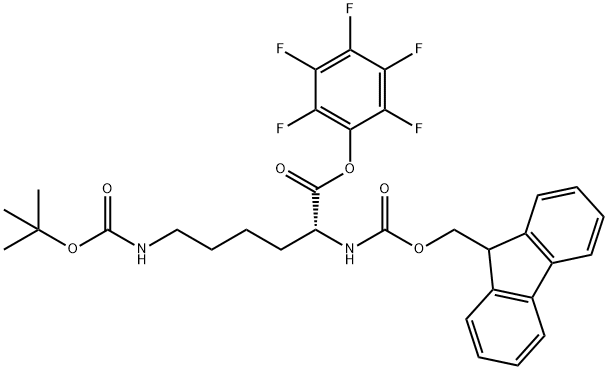 N'-(tert-Butoxycarbonyl)-N-(9-fluorenylmethyloxycarbonyl)-D-lysine pentafluorophenyl ester Structure